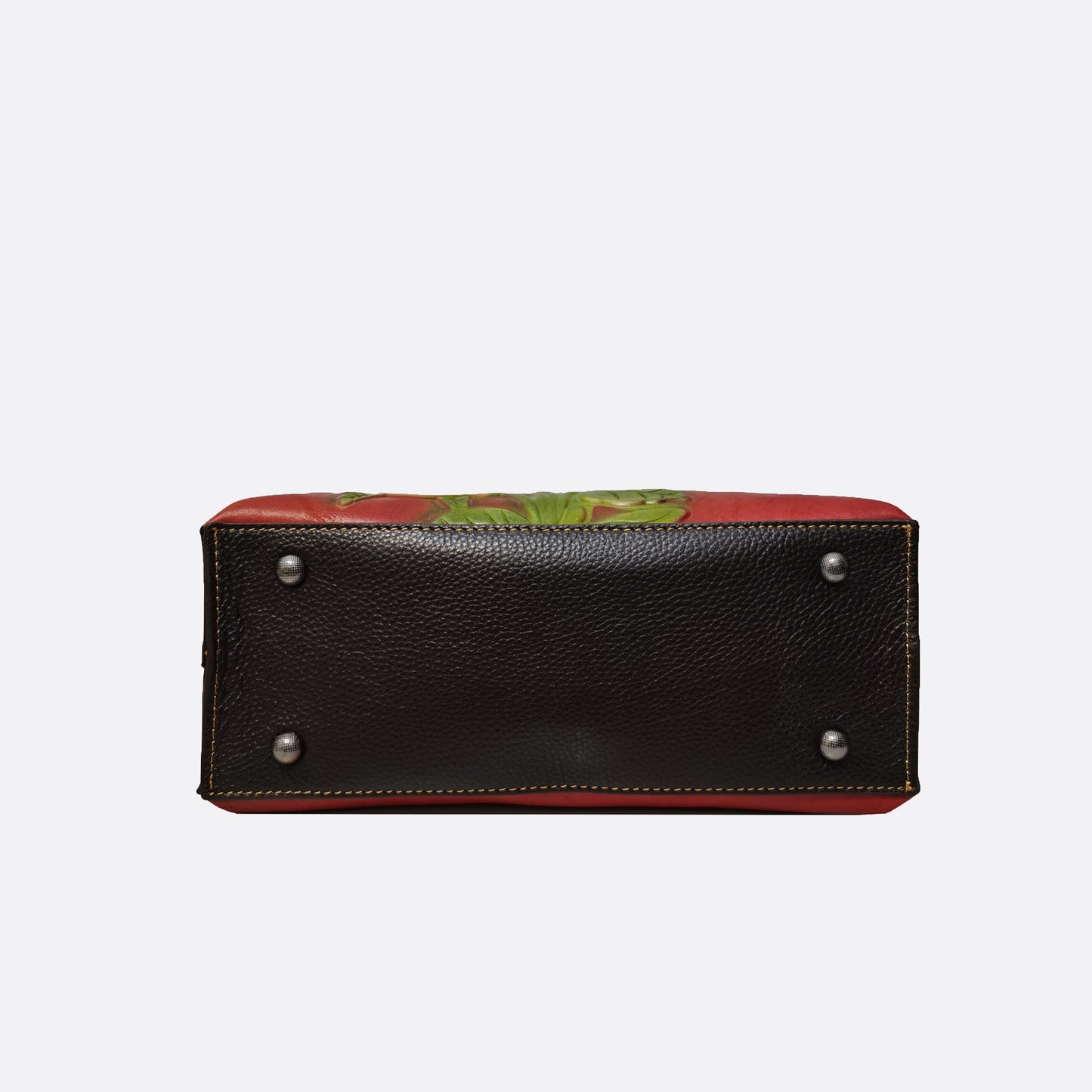 Women's embossed genuine cowhide leather handbag Ellipse design