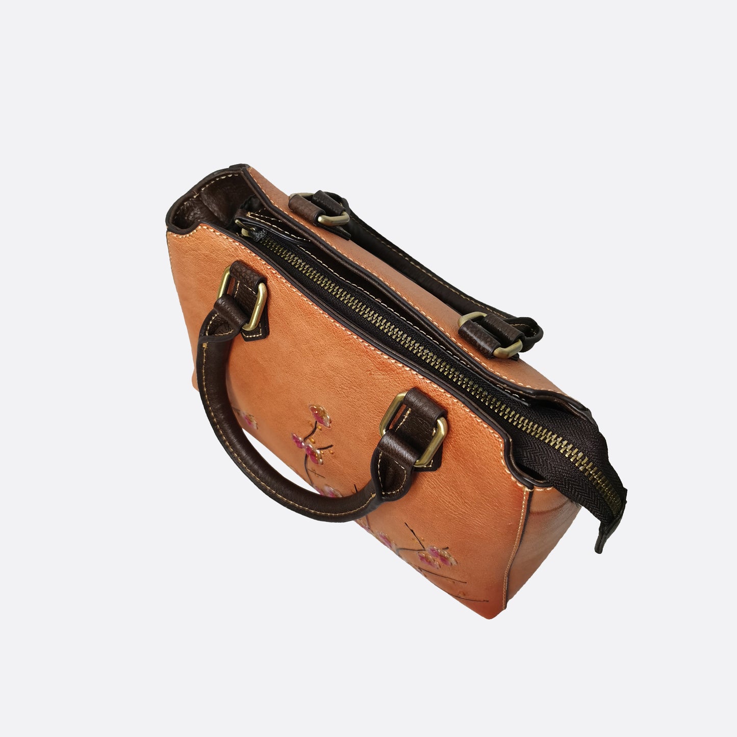 Women's embossed genuine cowhide leather handbag Kunis design