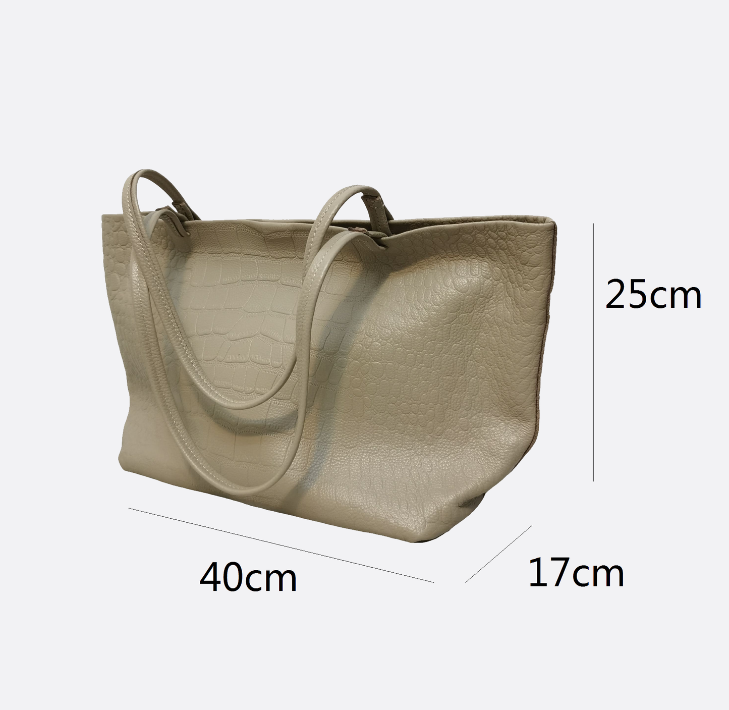 Women's genuine cowhide leather Shopping Tote in crocodile print