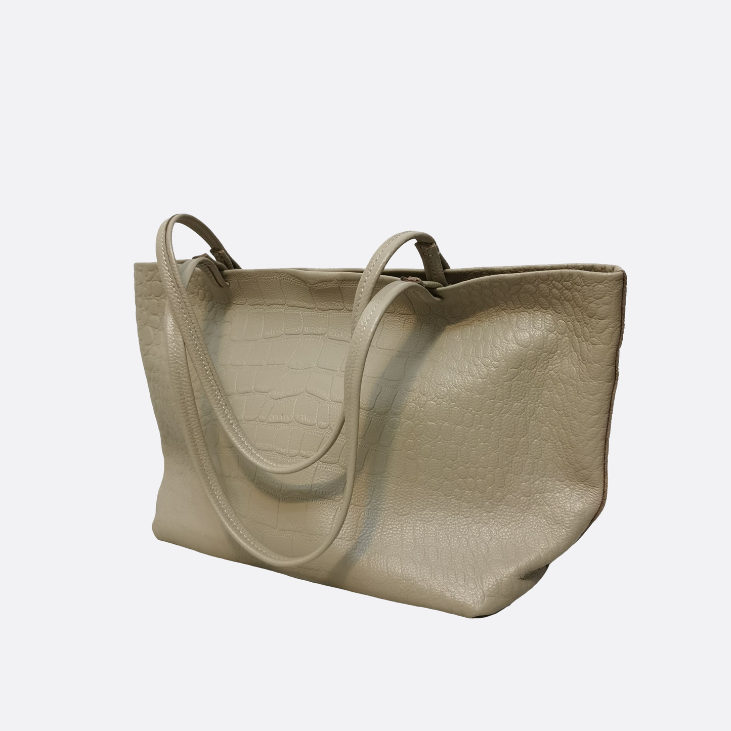 Women's genuine cowhide leather Shopping Tote in crocodile print