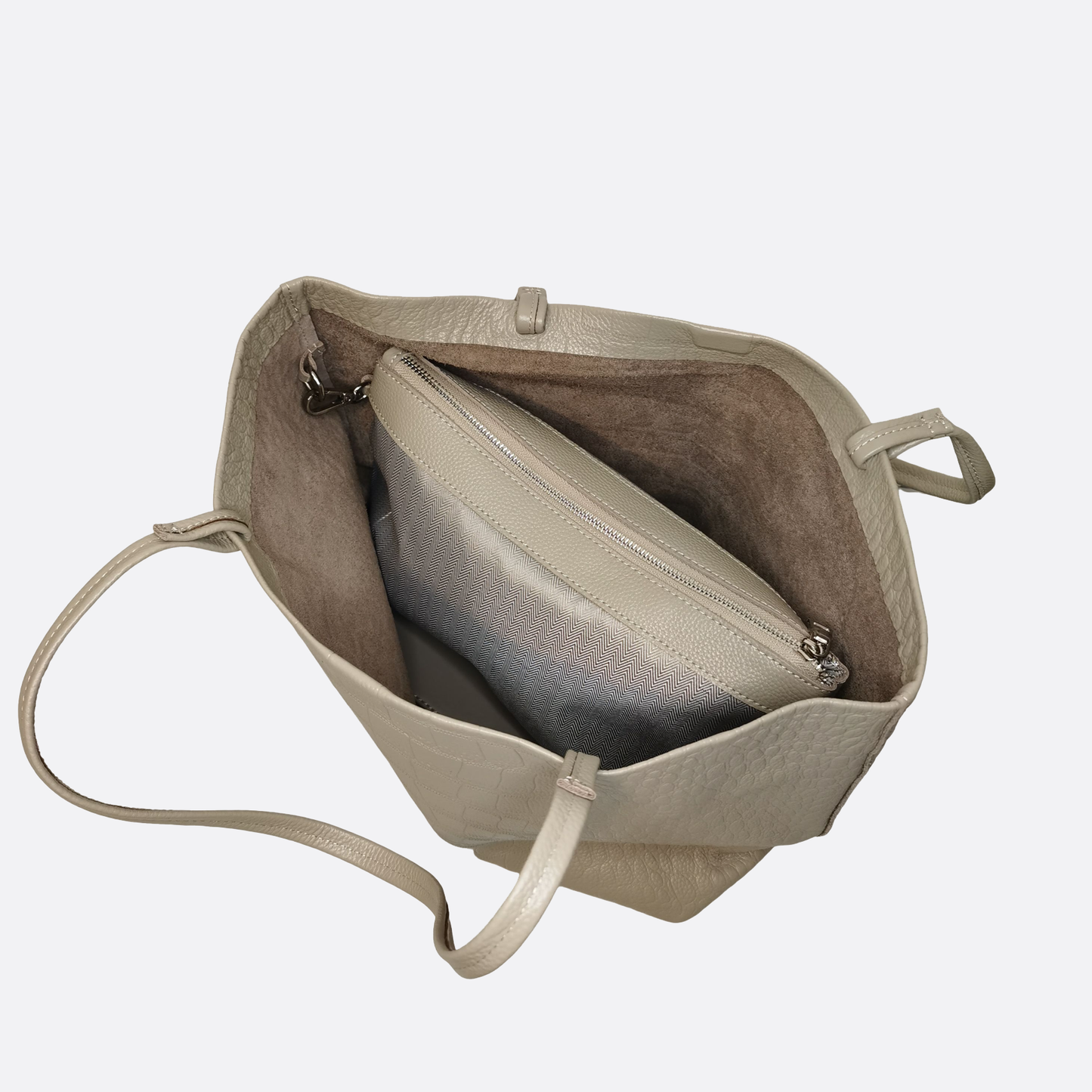 Women's genuine cowhide leather Shopping Tote in crocodile print