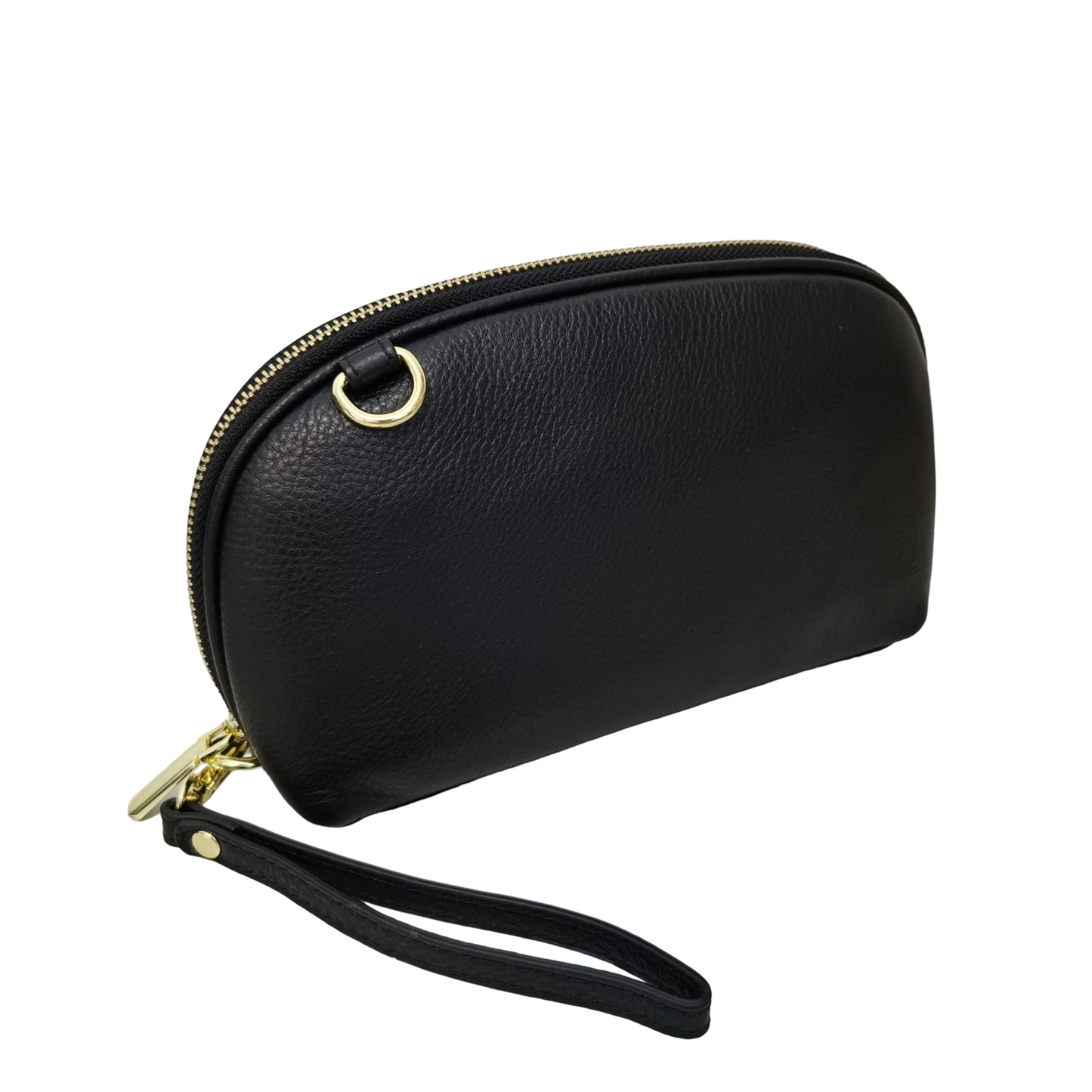 Women's genuine cowhide leather wallet on chain Crescent design