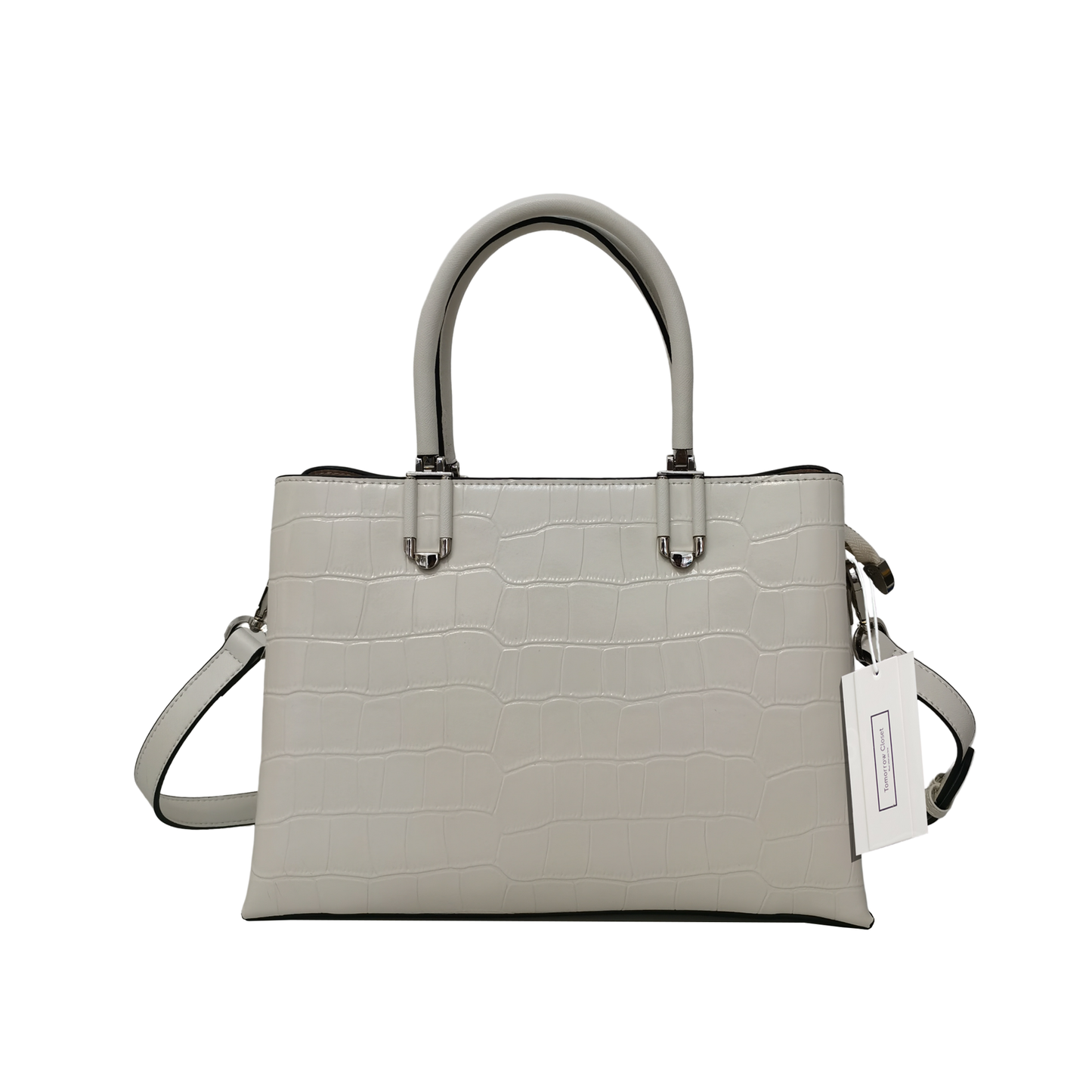 Women's genuine cowhide leather handbag Kunis design in crocodile print
