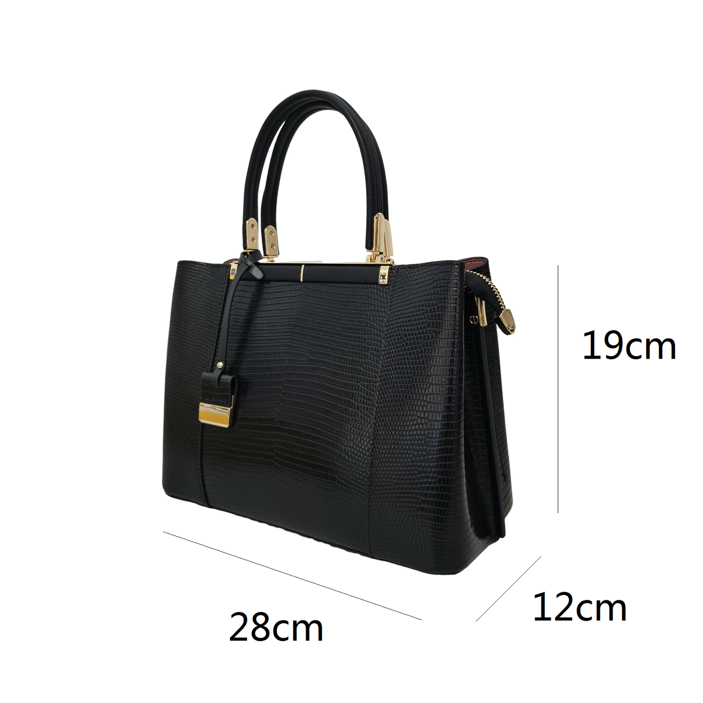 Women's genuine cowhide leather handbag Kunis design in lizard print