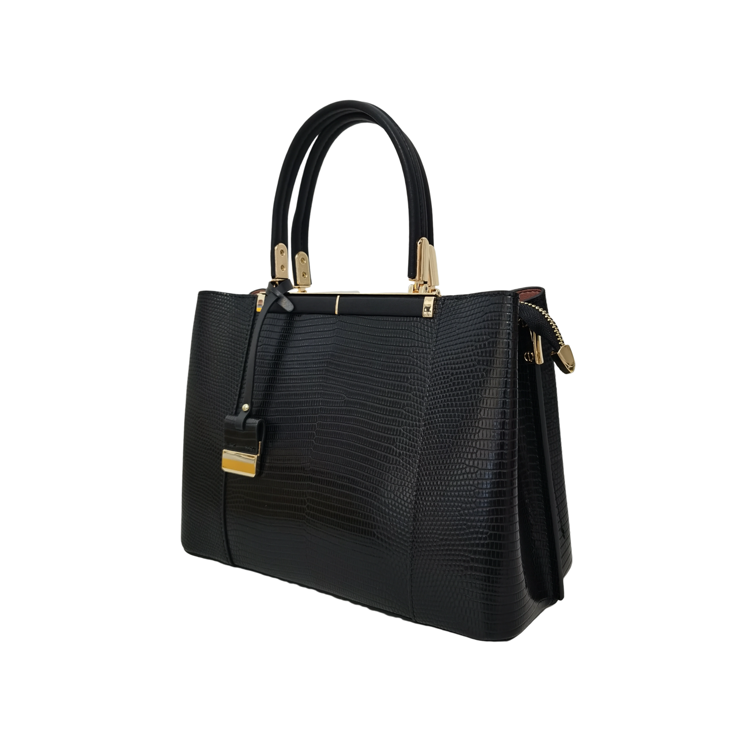 Women's genuine cowhide leather handbag Kunis design in lizard print