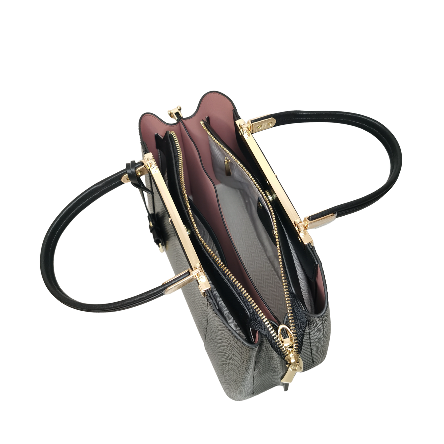 Women's genuine cowhide leather handbag Kunis design in lizard print