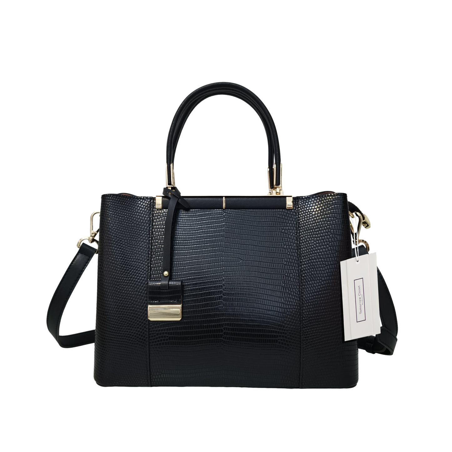 Women's genuine cowhide leather handbag Kunis design in lizard print