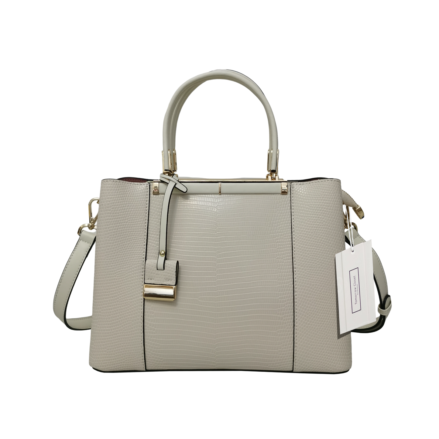 Women's genuine cowhide leather handbag Kunis design in lizard print