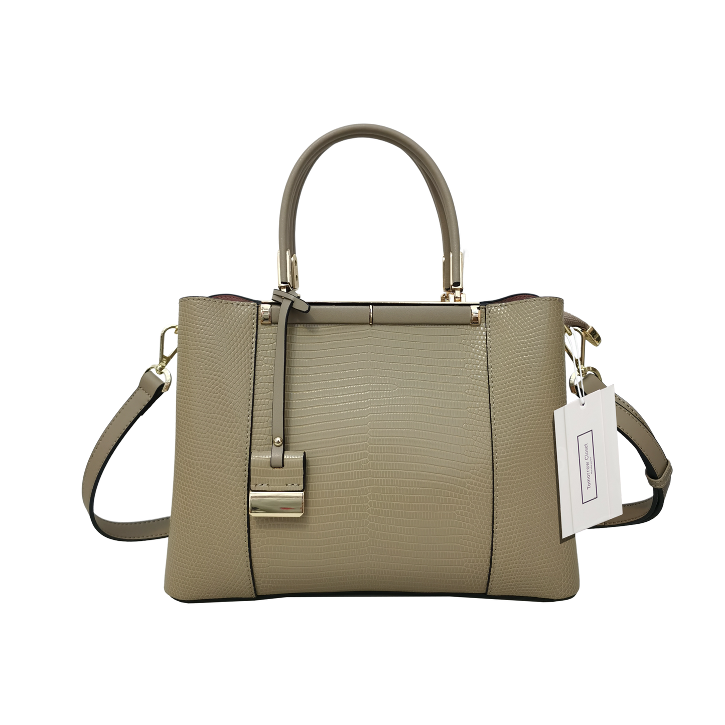 Women's genuine cowhide leather handbag Kunis design in lizard print