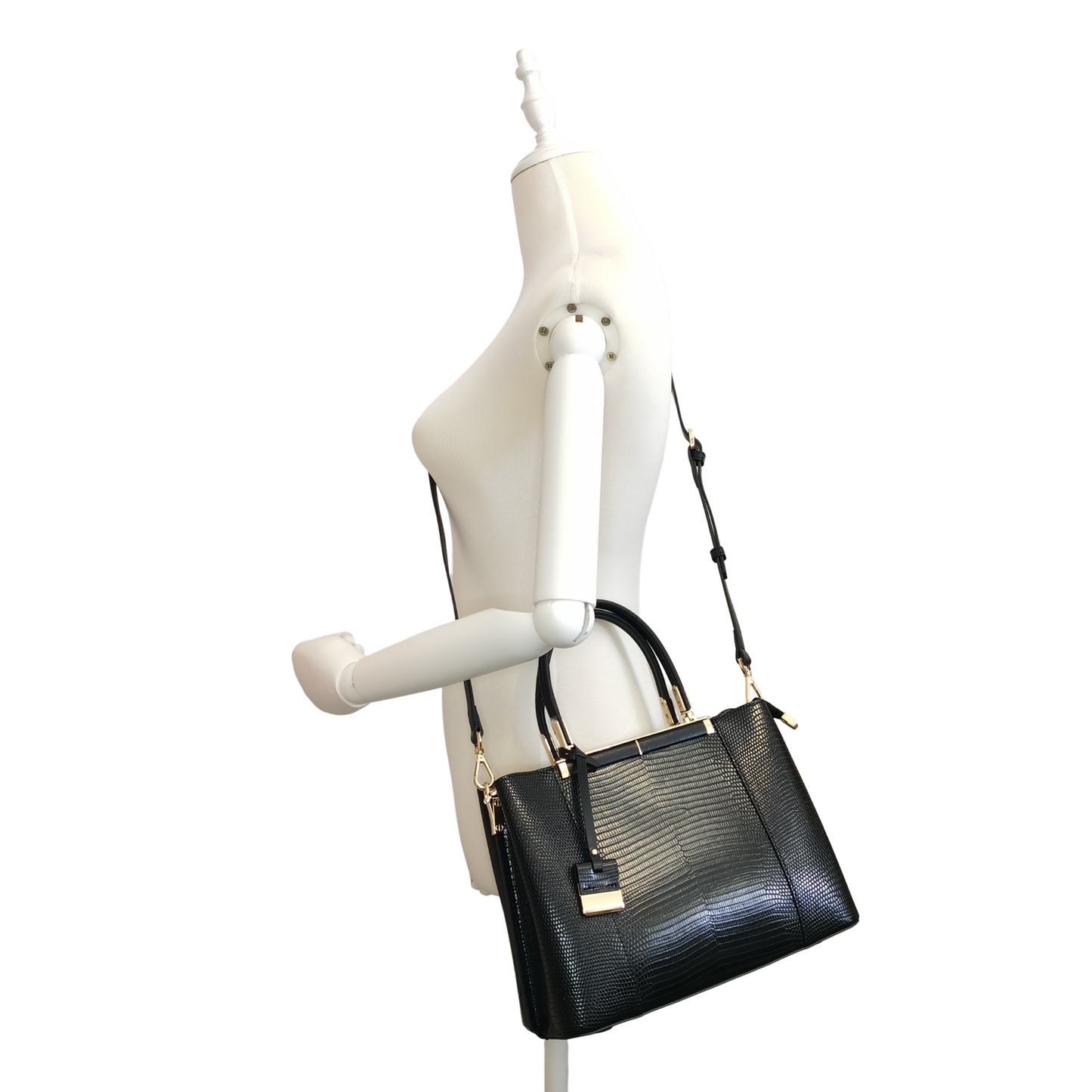 Women's genuine cowhide leather handbag Kunis design in lizard print