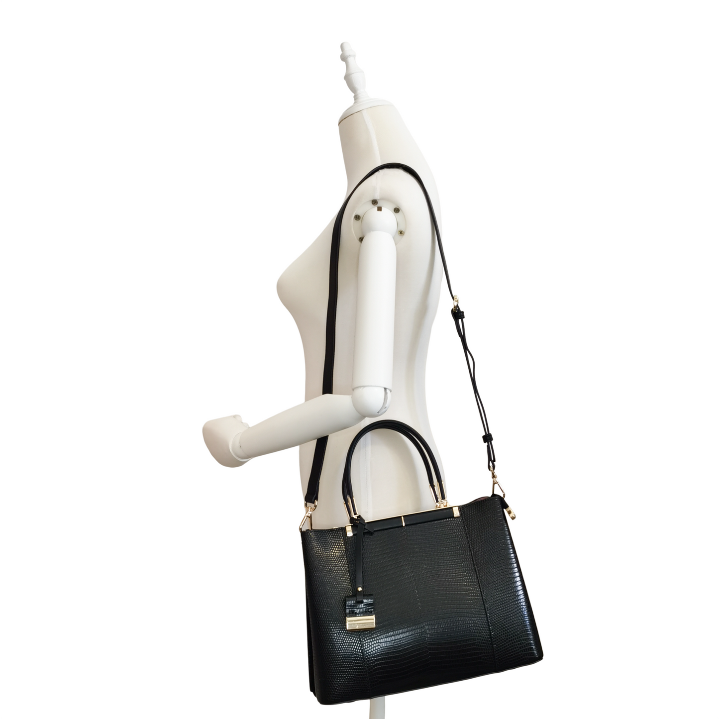 Women's genuine cowhide leather handbag Kunis design in lizard print