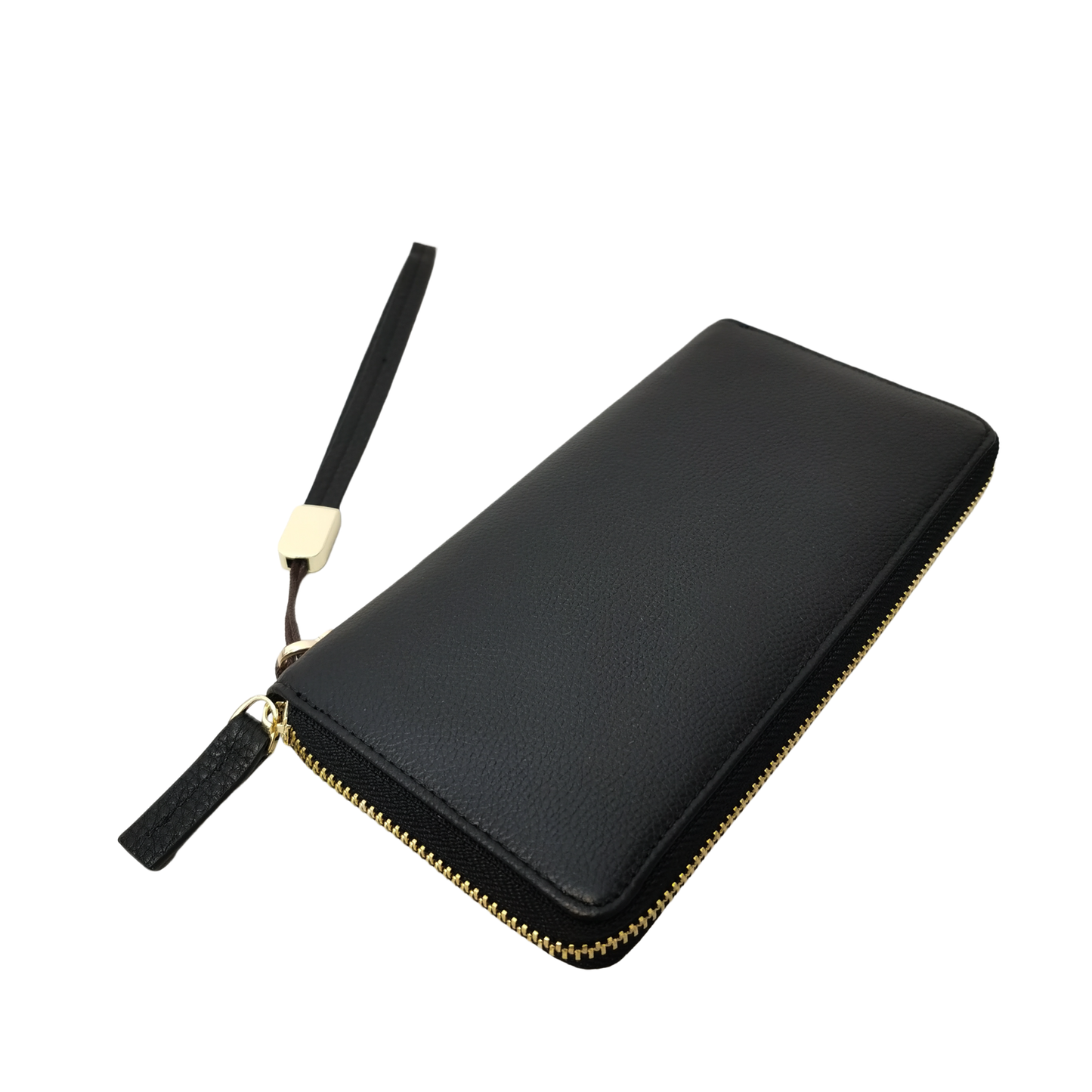 Women's genuine cowhide leather long wallet with removable wrist strap