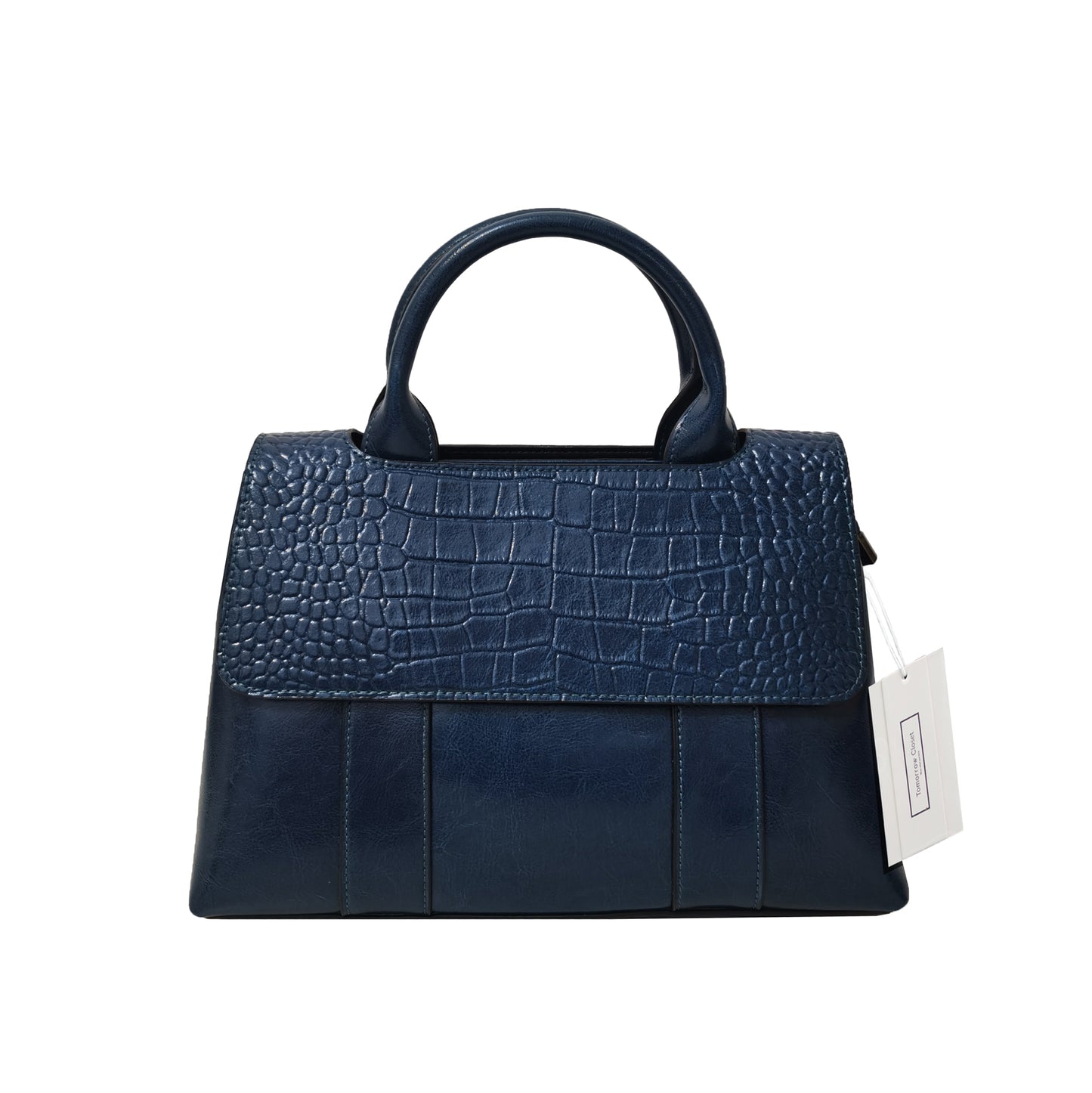 Women's genuine cowhide leather Handbag Perry design in crocodile print by Tomorrow Closet