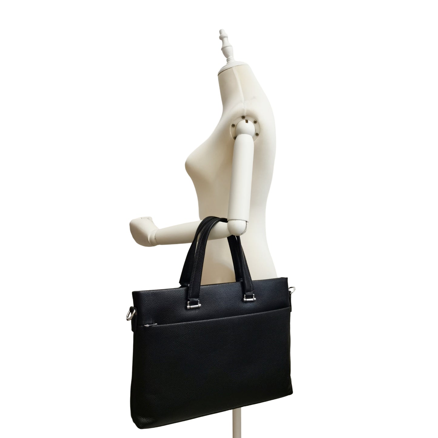 Unisex genuine cowhide leather slim briefcase with sling Marcel design