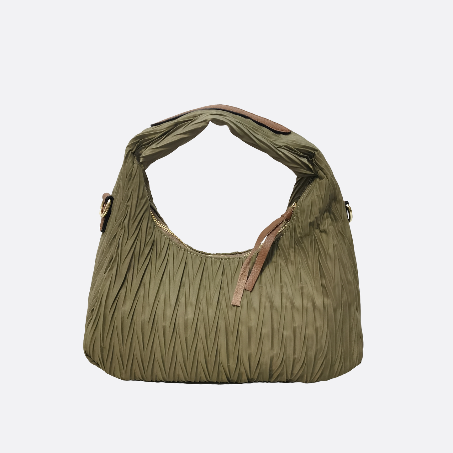 Women's nylon mix genuine cowhide leather Hobo handbag Dilla mini design