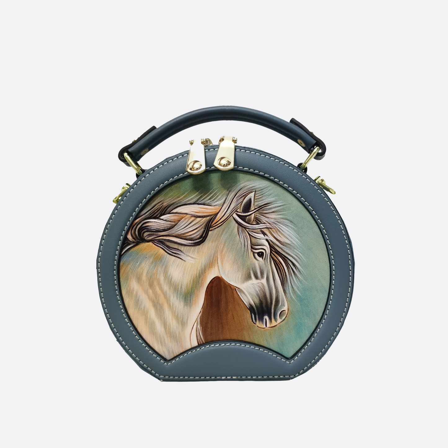 Women's genuine cowhide leather engraved handbag Klos design