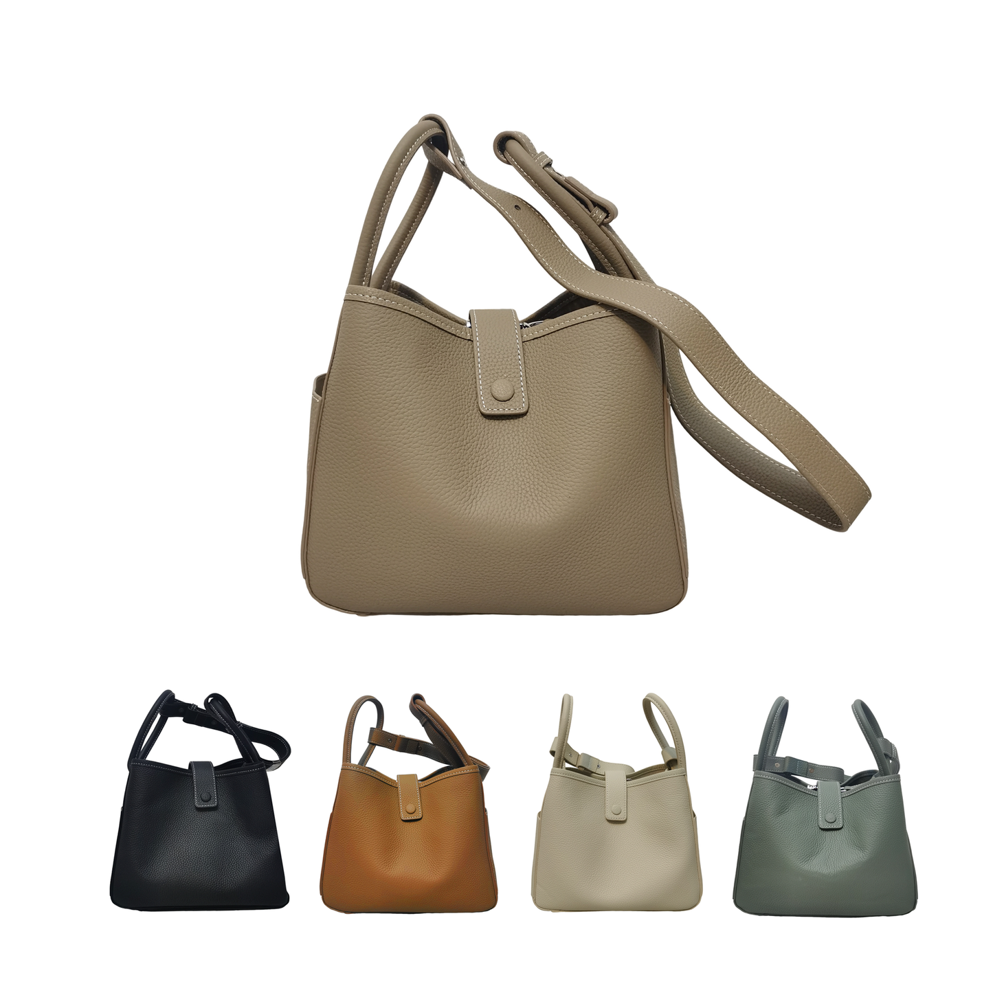 Women's genuine cowhide leather handbag Two handle design