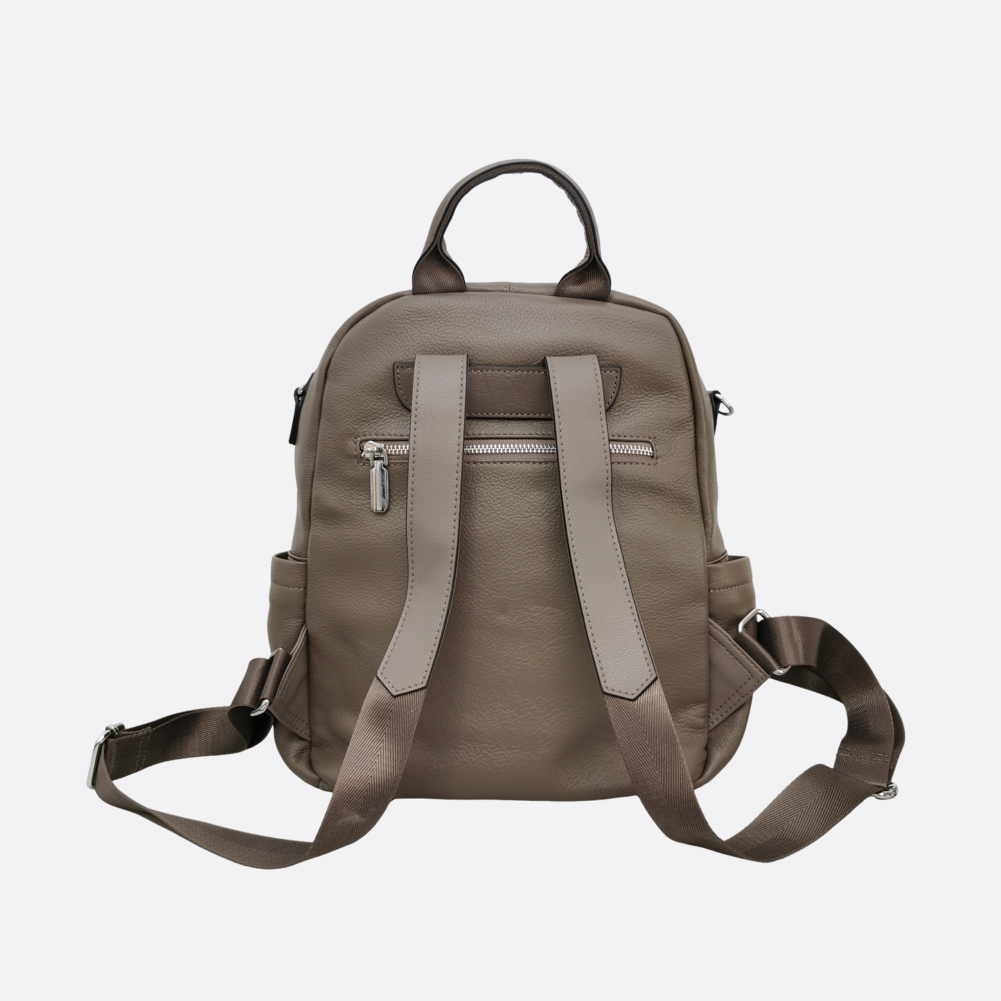 Women's multi zip cowhide leather backpack