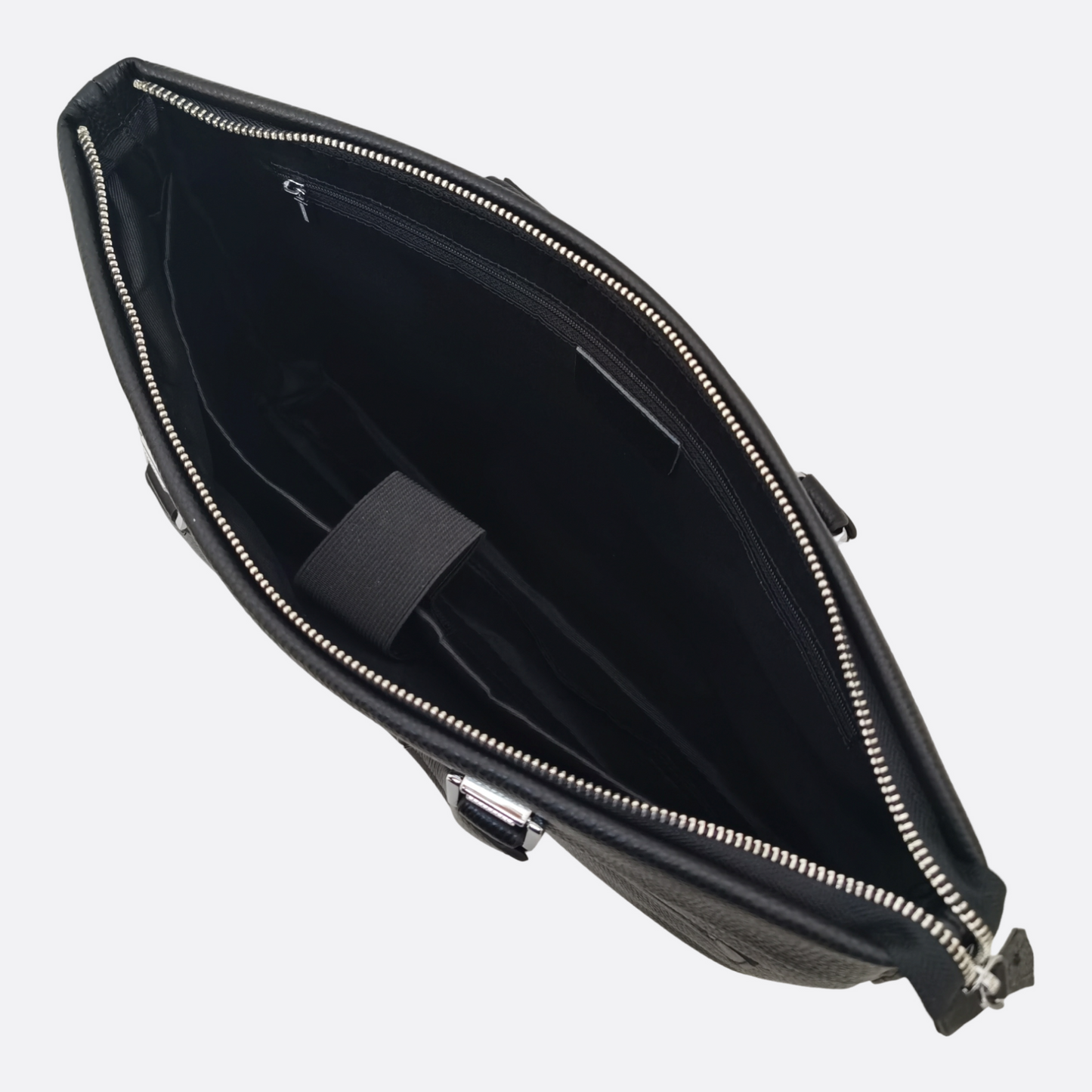 Multi zip unisex cowhide leather slim briefcase laptop bag with sling