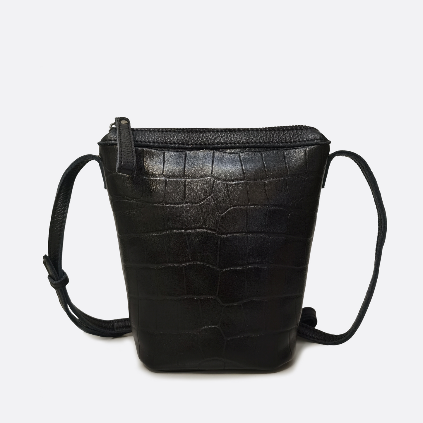 Women's genuine cowhide leather handphone bag Mirren design in crocodile print