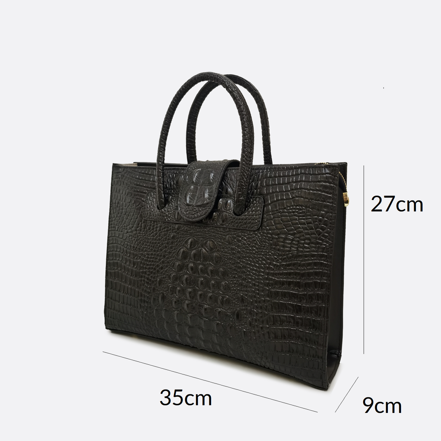 Women's genuine cowhide leather handbag briefcase laptop bag Potter V2 design in crocodile print