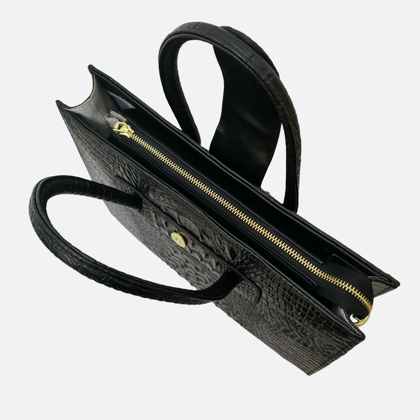 Women's genuine cowhide leather handbag briefcase laptop bag Potter V2 design in crocodile print