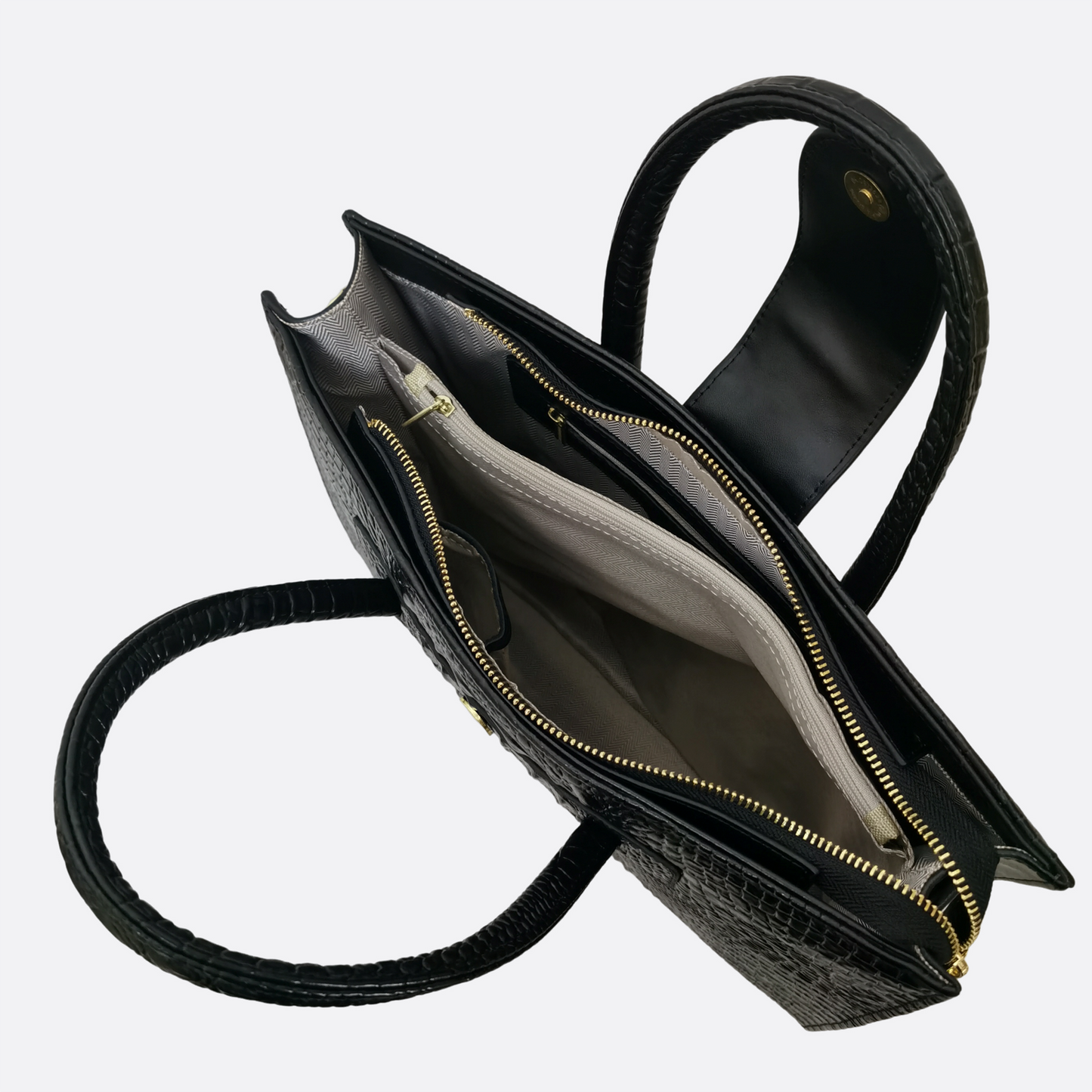 Women's genuine cowhide leather handbag briefcase laptop bag Potter V2 design in crocodile print