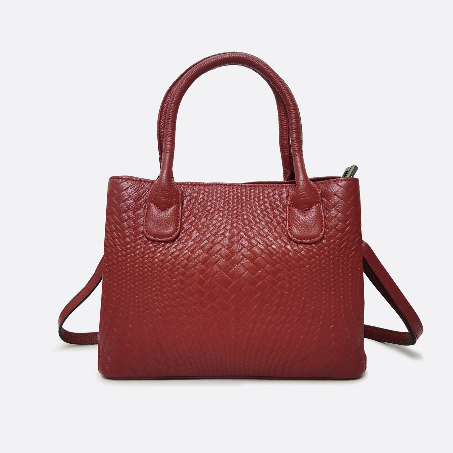Women's genuine cowhide leather handbag Potter design in woven print