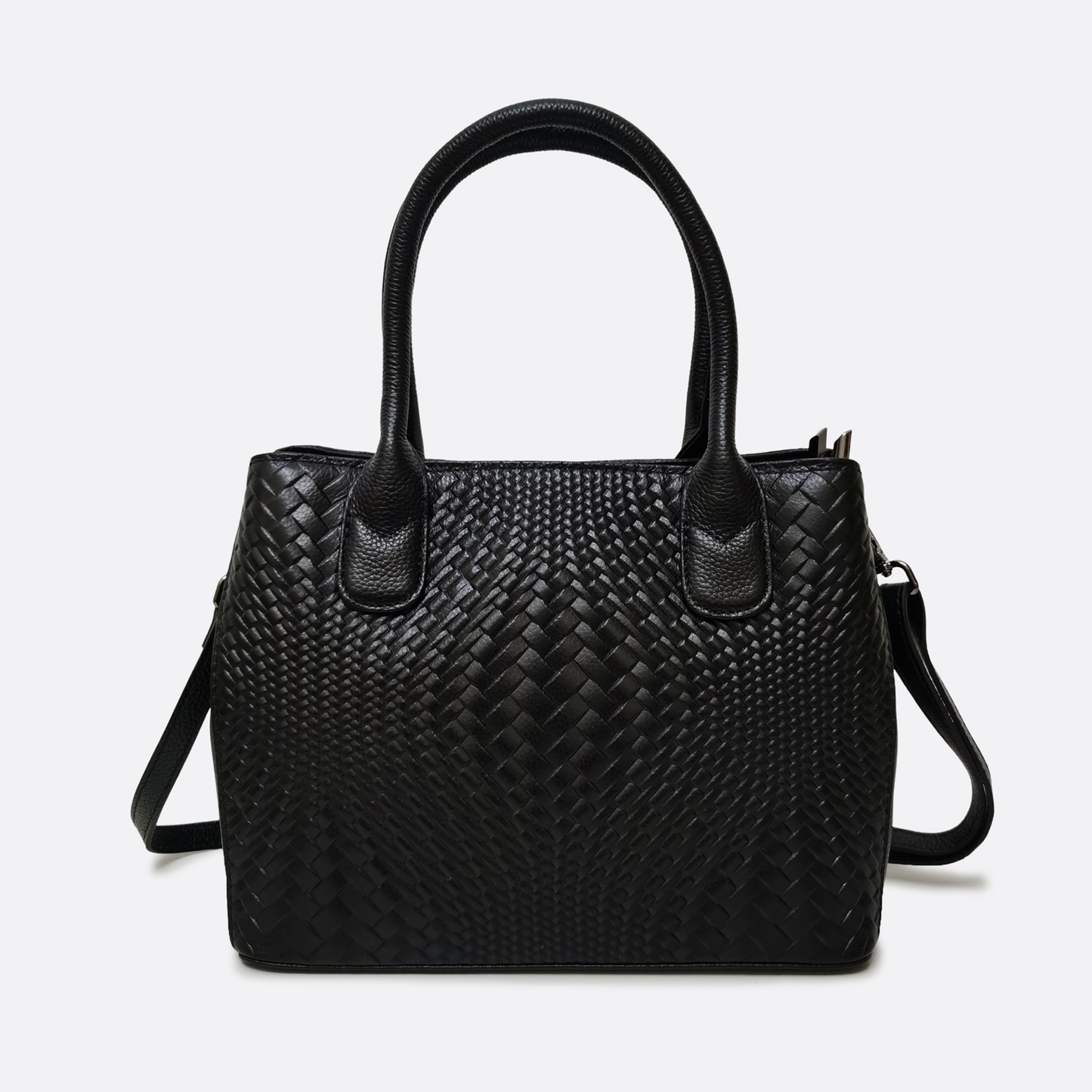 Women's genuine cowhide leather handbag Potter design in woven print