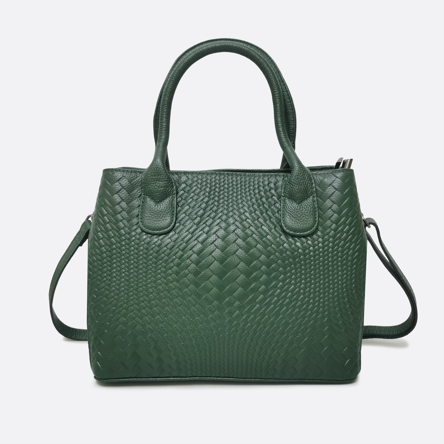 Women's genuine cowhide leather handbag Potter design in woven print