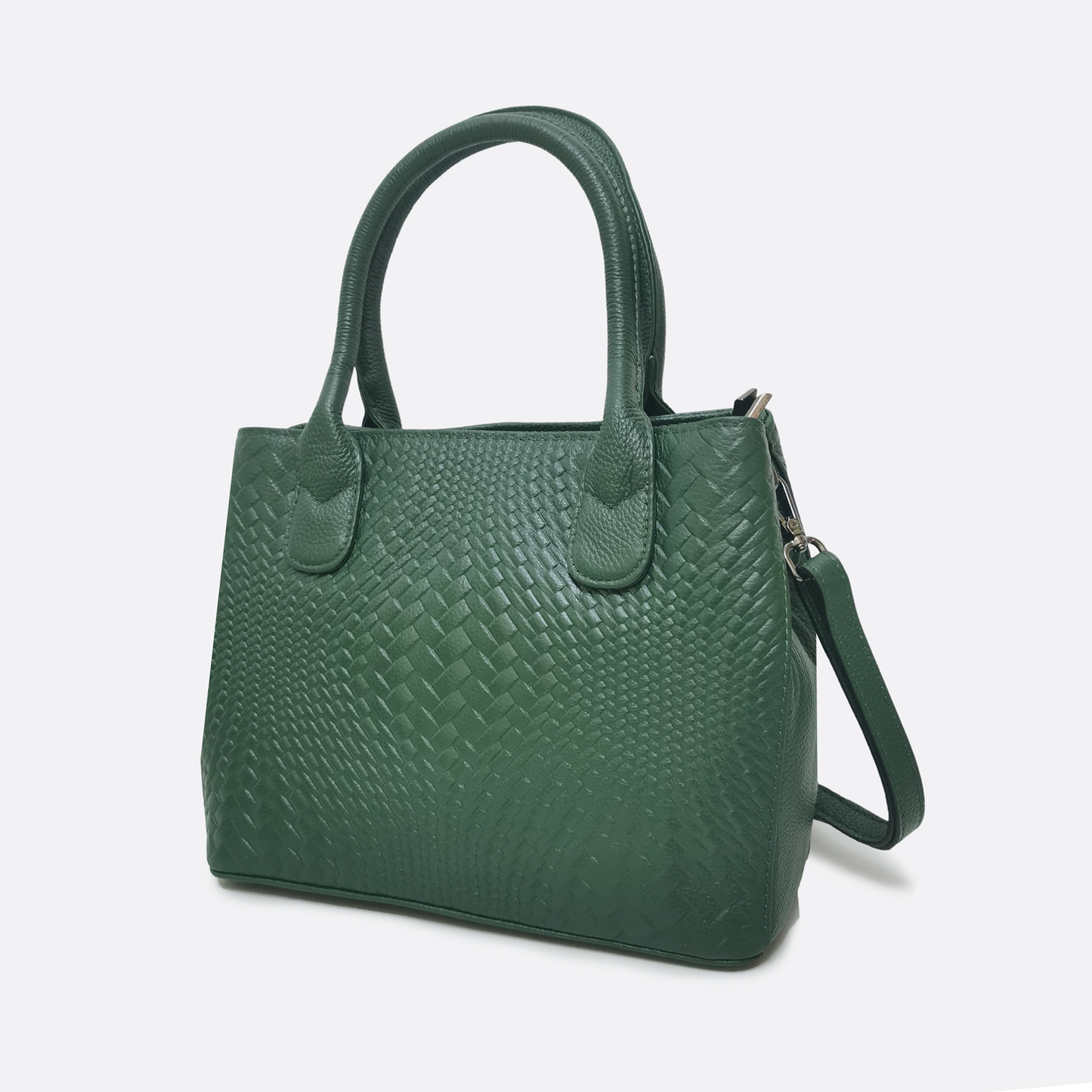 Women's genuine cowhide leather handbag Potter design in woven print