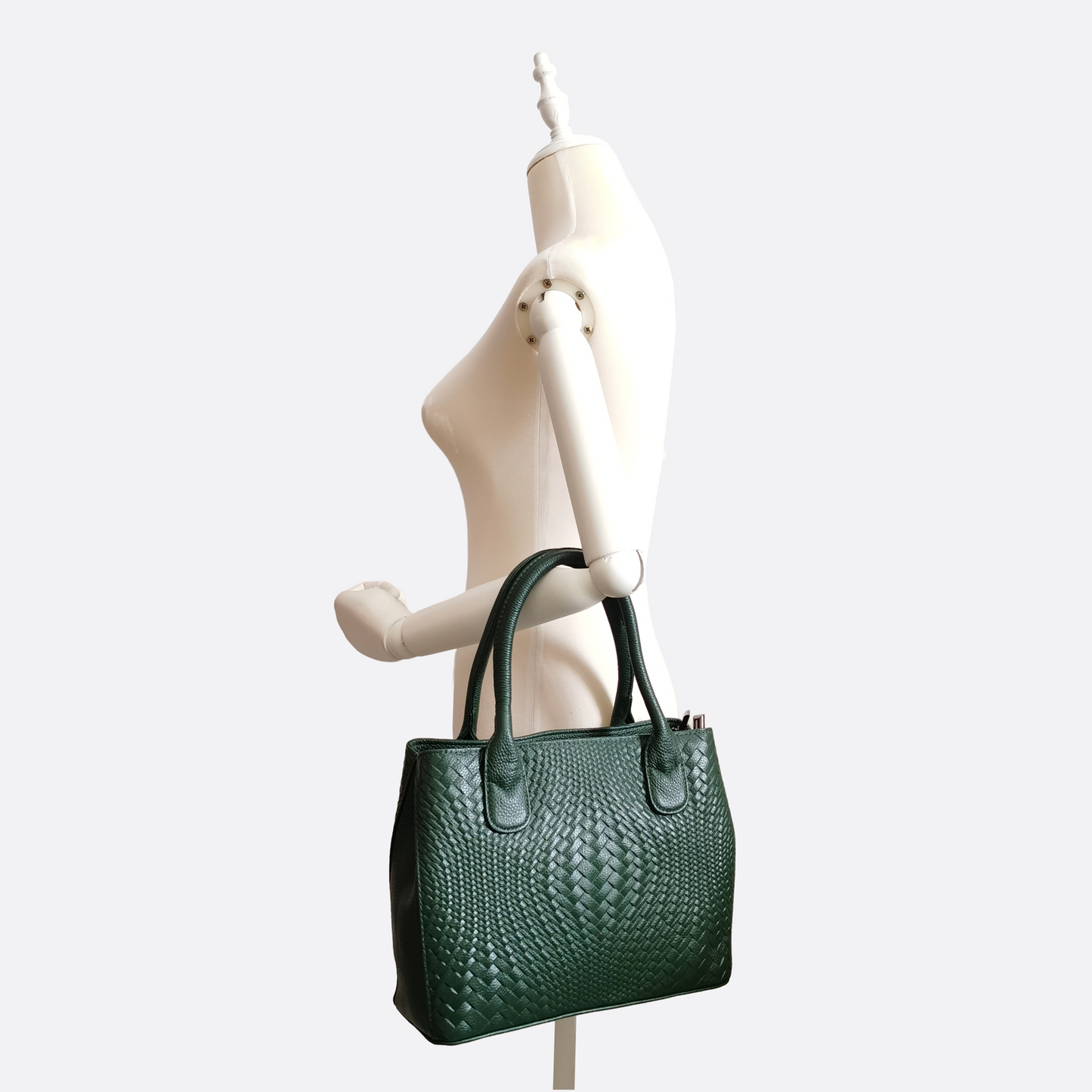 Women's genuine cowhide leather handbag Potter design in woven print