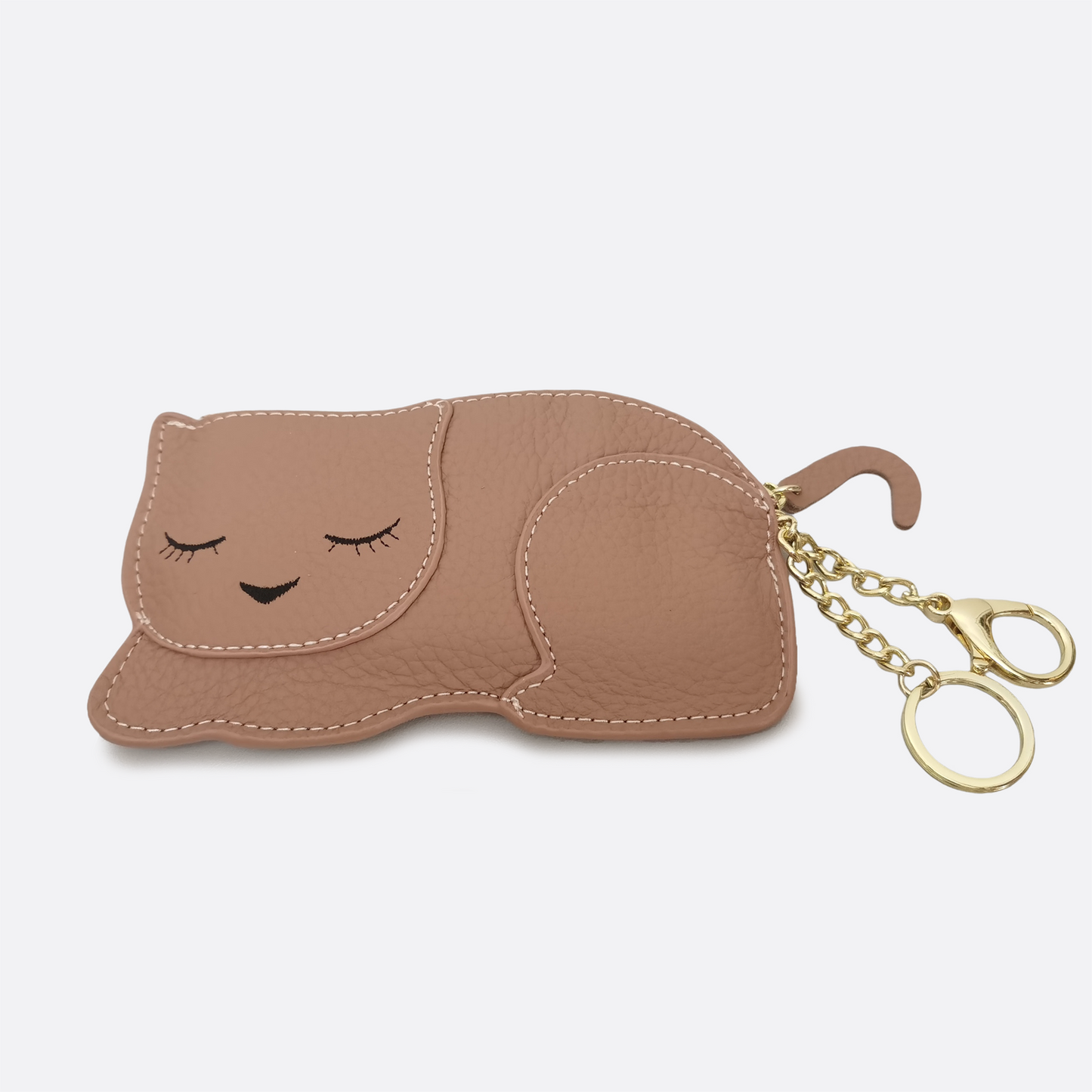 Women's and children's genuine cowhide leather cat card holder pouch bag charm V2