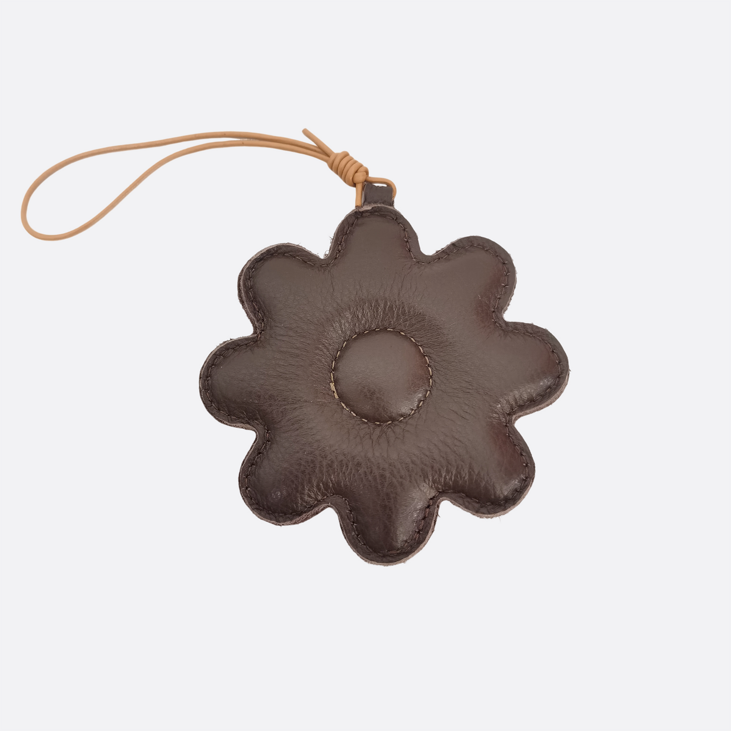 Flower design genuine cowhide leather bag charm
