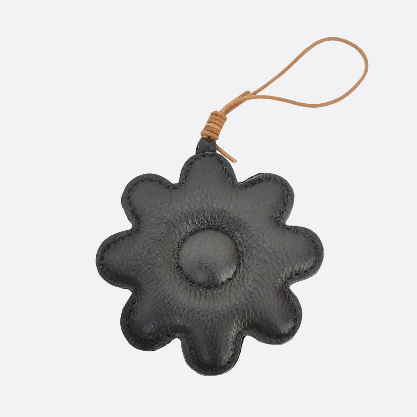Flower design genuine cowhide leather bag charm