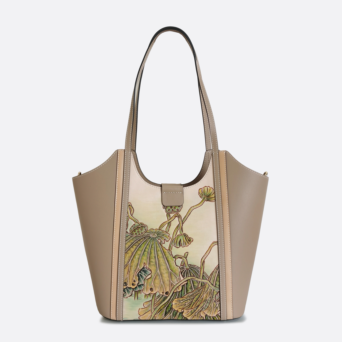 Women's genuine cowhide leather engraved handbag Shopping tote design