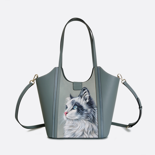 Women's genuine cowhide leather engraved handbag Shopping tote design