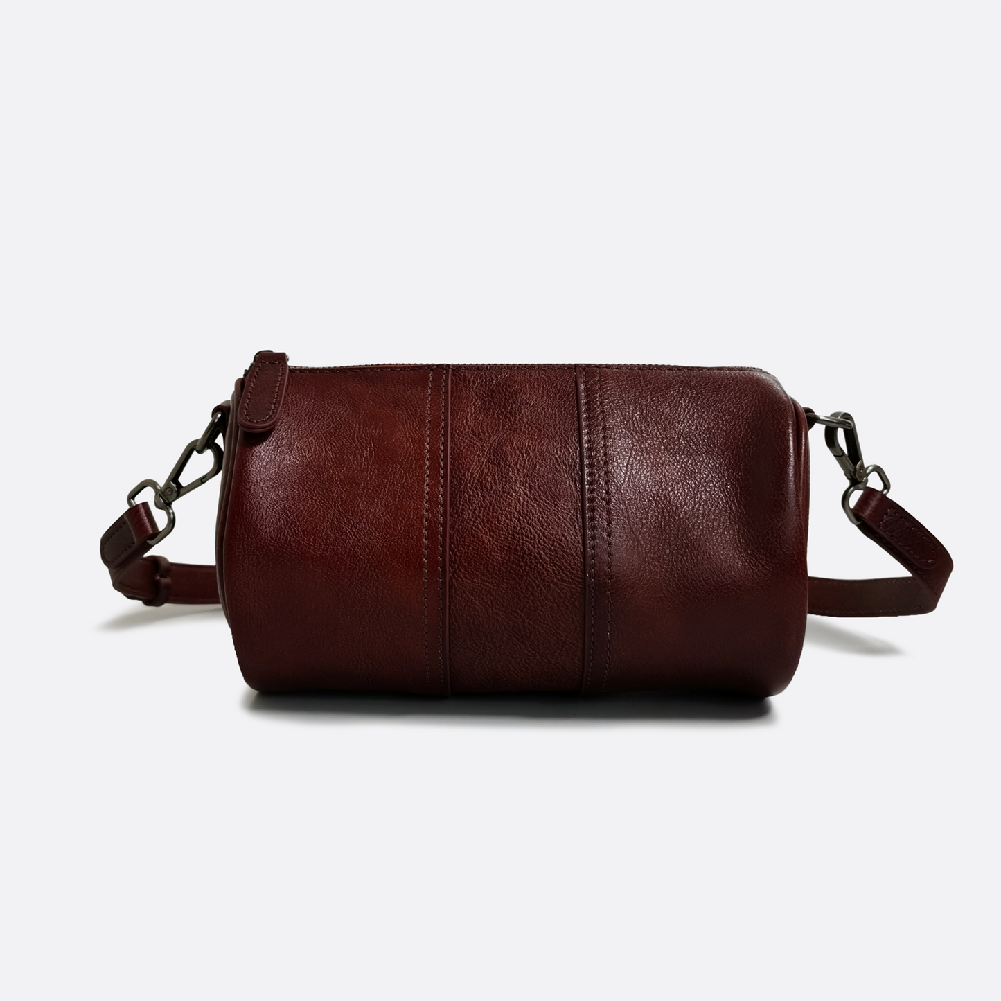 Women's genuine cowhide leather barrel handbag Cylinder design