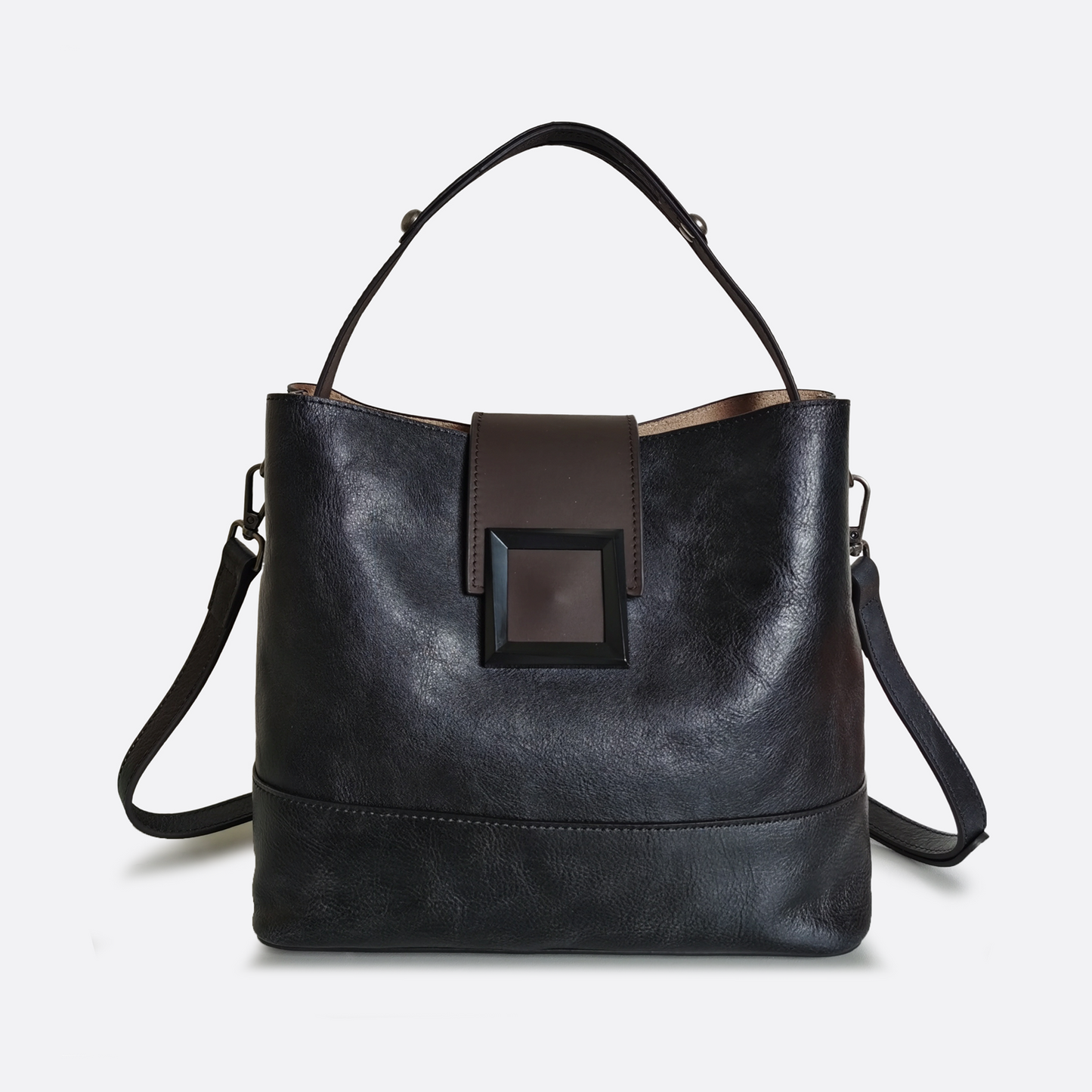 Women's genuine cowhide leather bucket bag V2