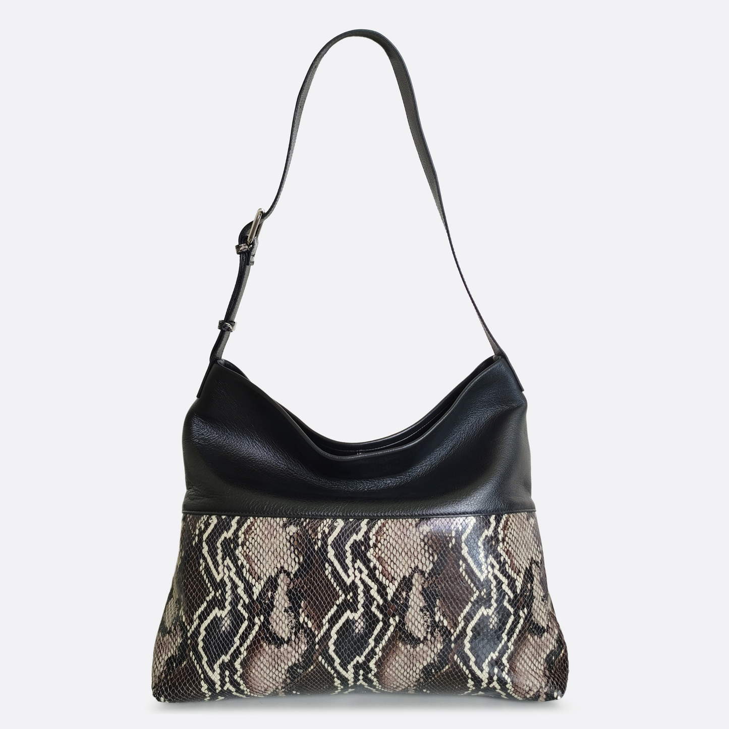 Women's genuine cowhide leather handbag Reza design with python print