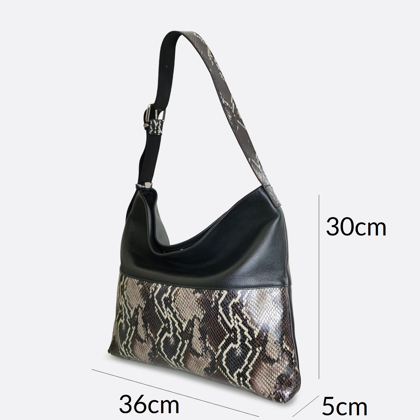 Women's genuine cowhide leather handbag Reza design with python print