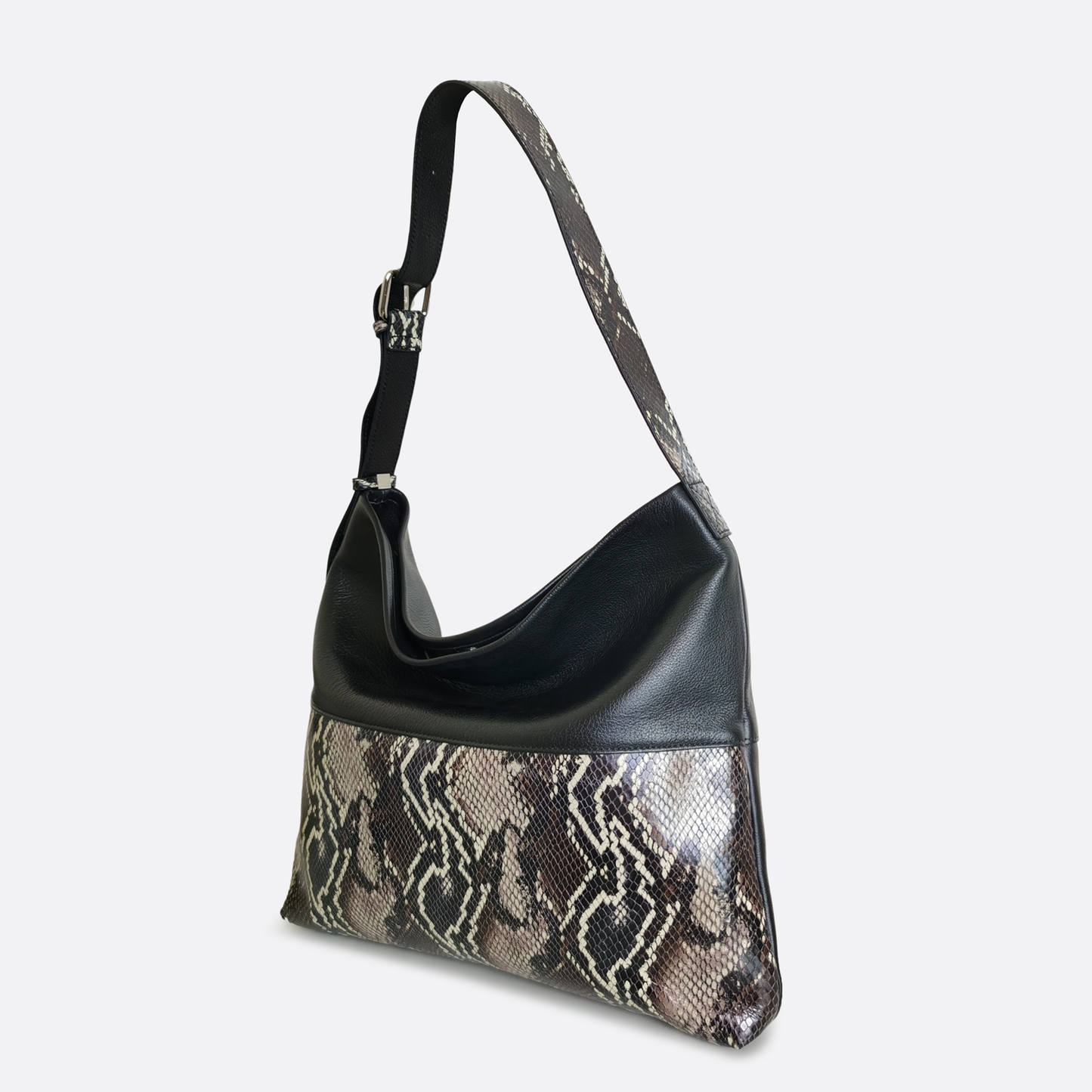 Women's genuine cowhide leather handbag Reza design with python print
