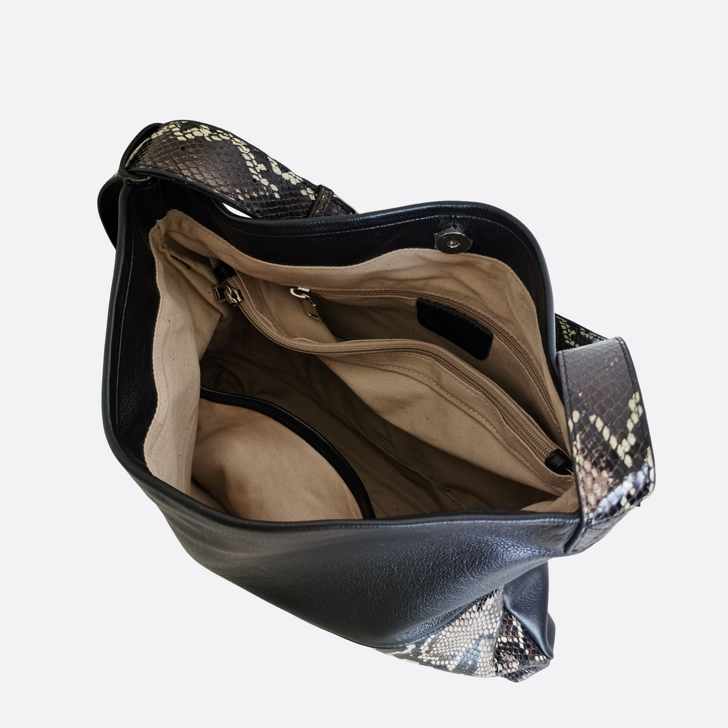 Women's genuine cowhide leather handbag Reza design with python print