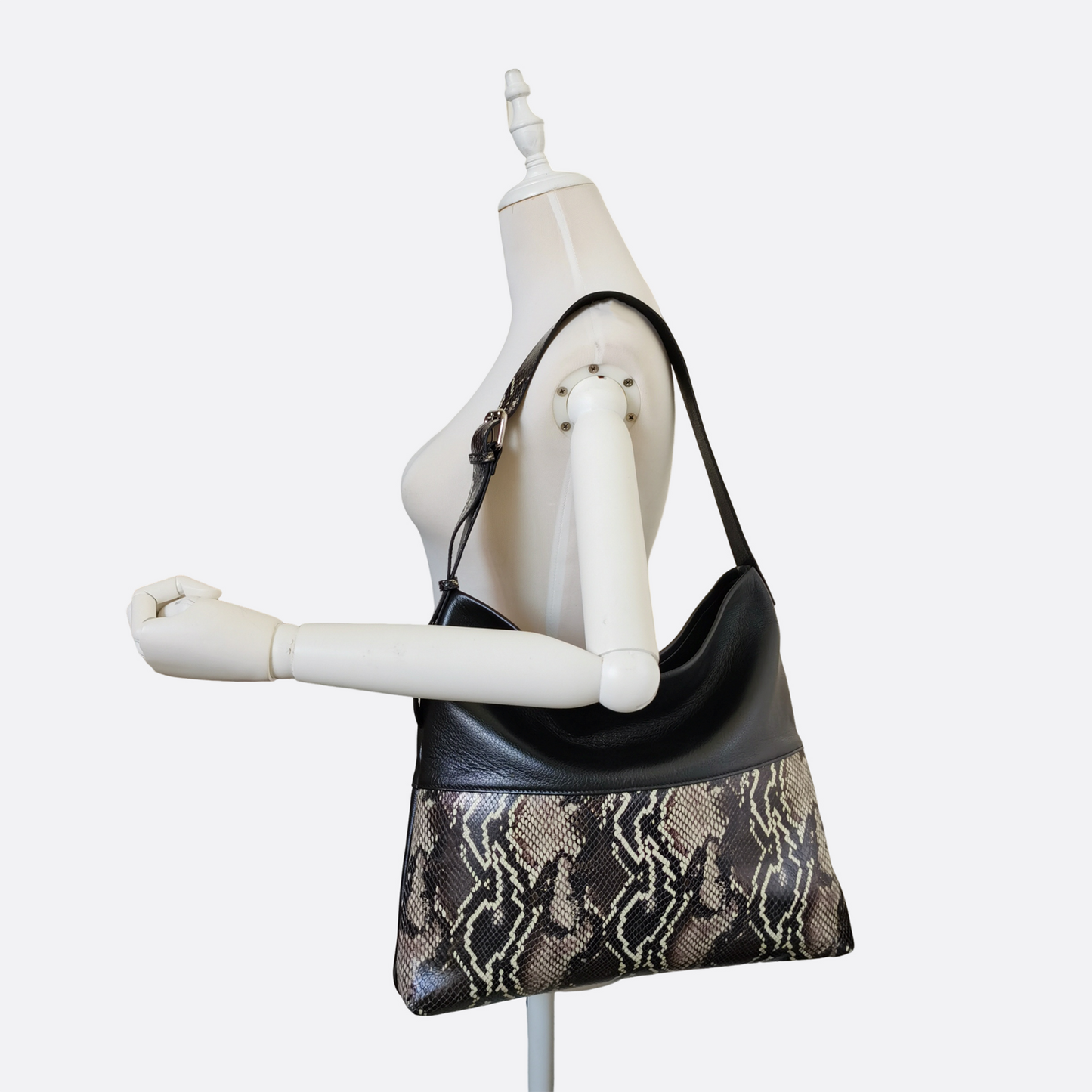 Women's genuine cowhide leather handbag Reza design with python print