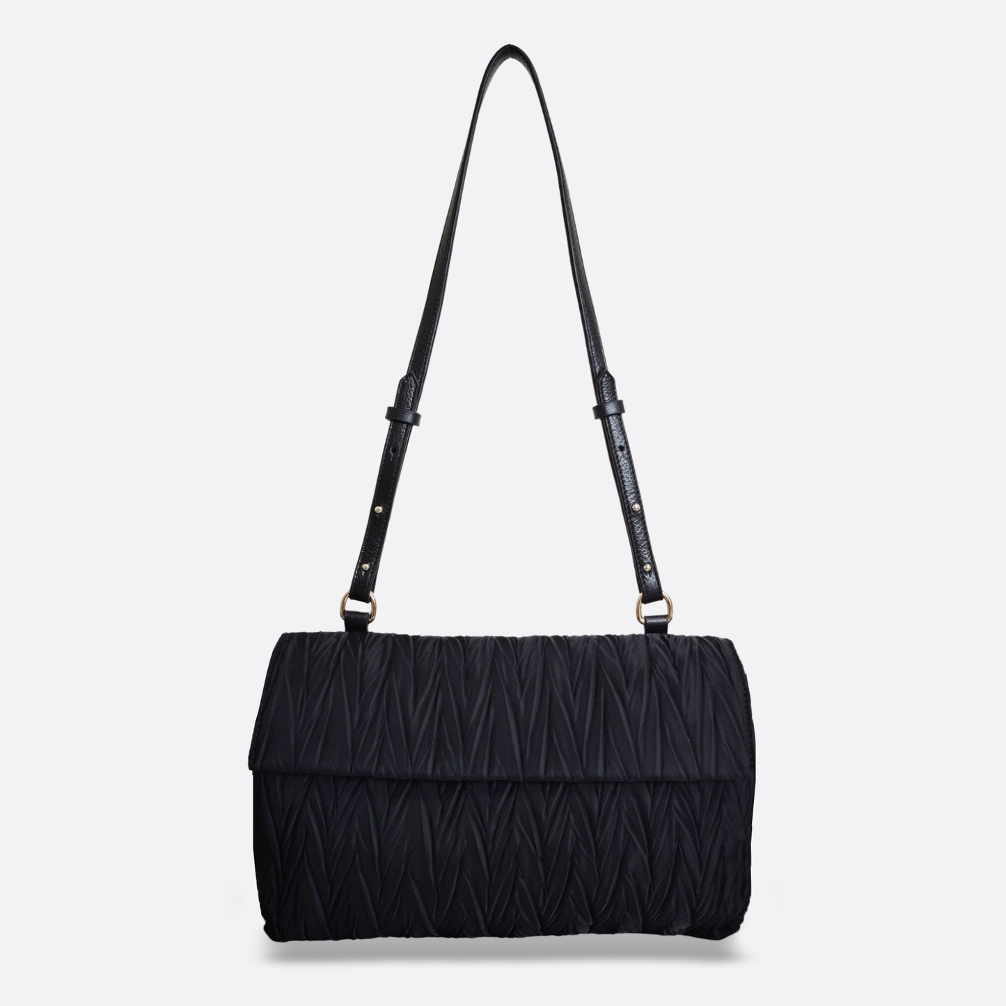 Women's nylon mix genuine cowhide leather handbag Boite design