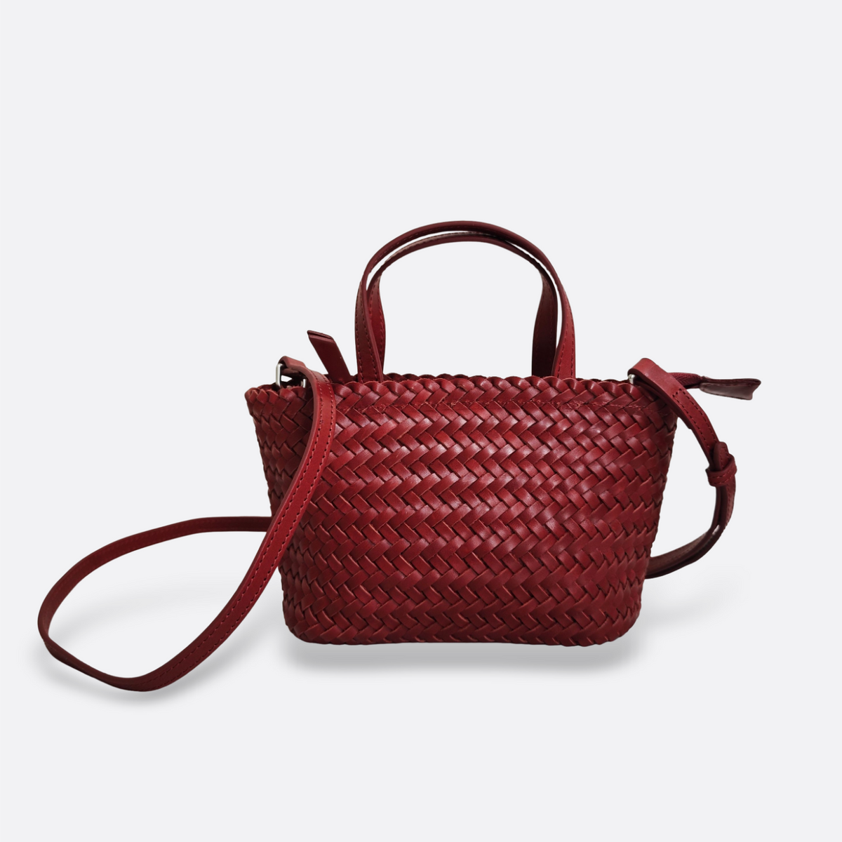 Women's handwoven genuine cowhide leather handbag Mini Ellipse