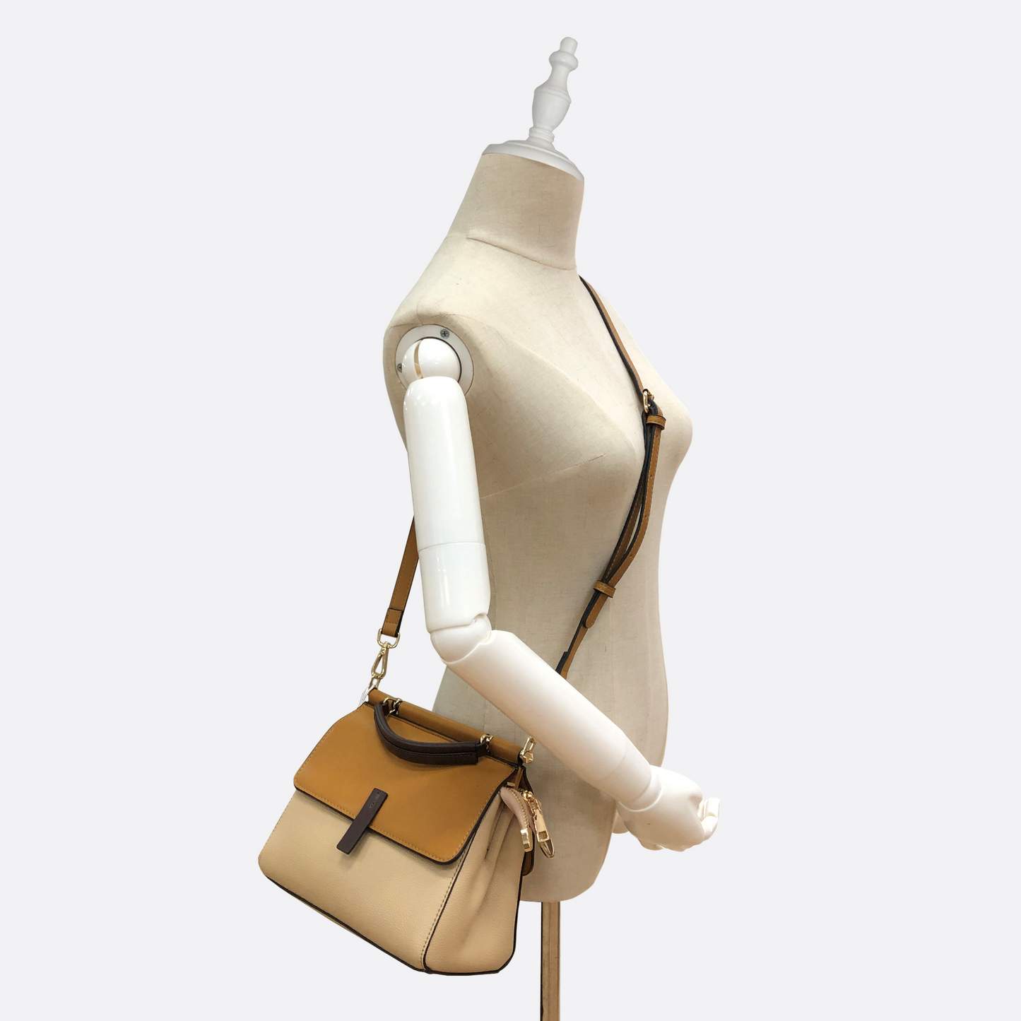 Women's cowhide leather handbag Lari design with 2 straps