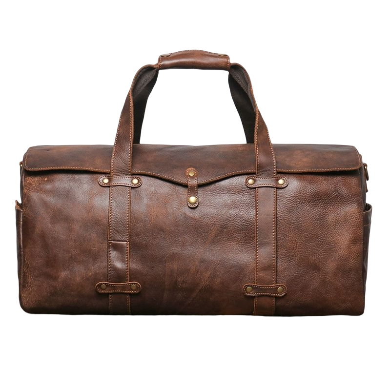 Unisex Women's and Men's genuine cowhide vintage leather duffel travel bag