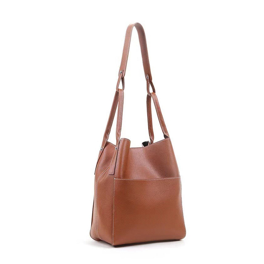 Women's genuine cowhide leather handbag Basket Lock V4 design