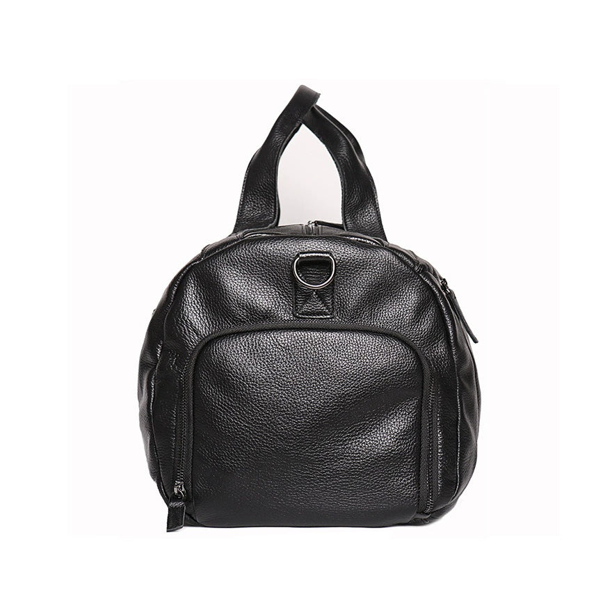 Unisex Women's and Men's genuine cowhide leather duffel travel bag cylinder design